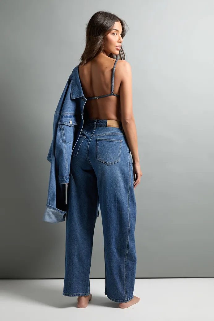 Blugi mom fit cu croială dreaptă